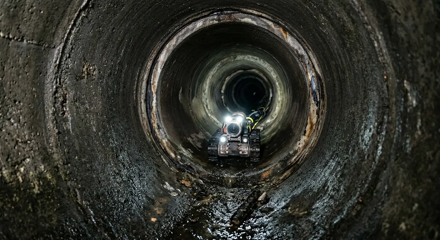 Robotic sewer camera inspecting pipe interior for Drain Snake Service in Savannah